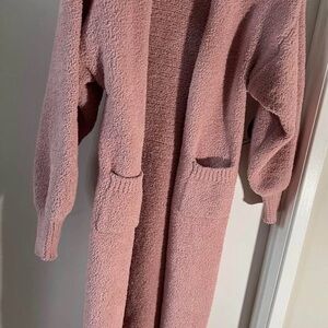 Cozy Pink Long Cardigan